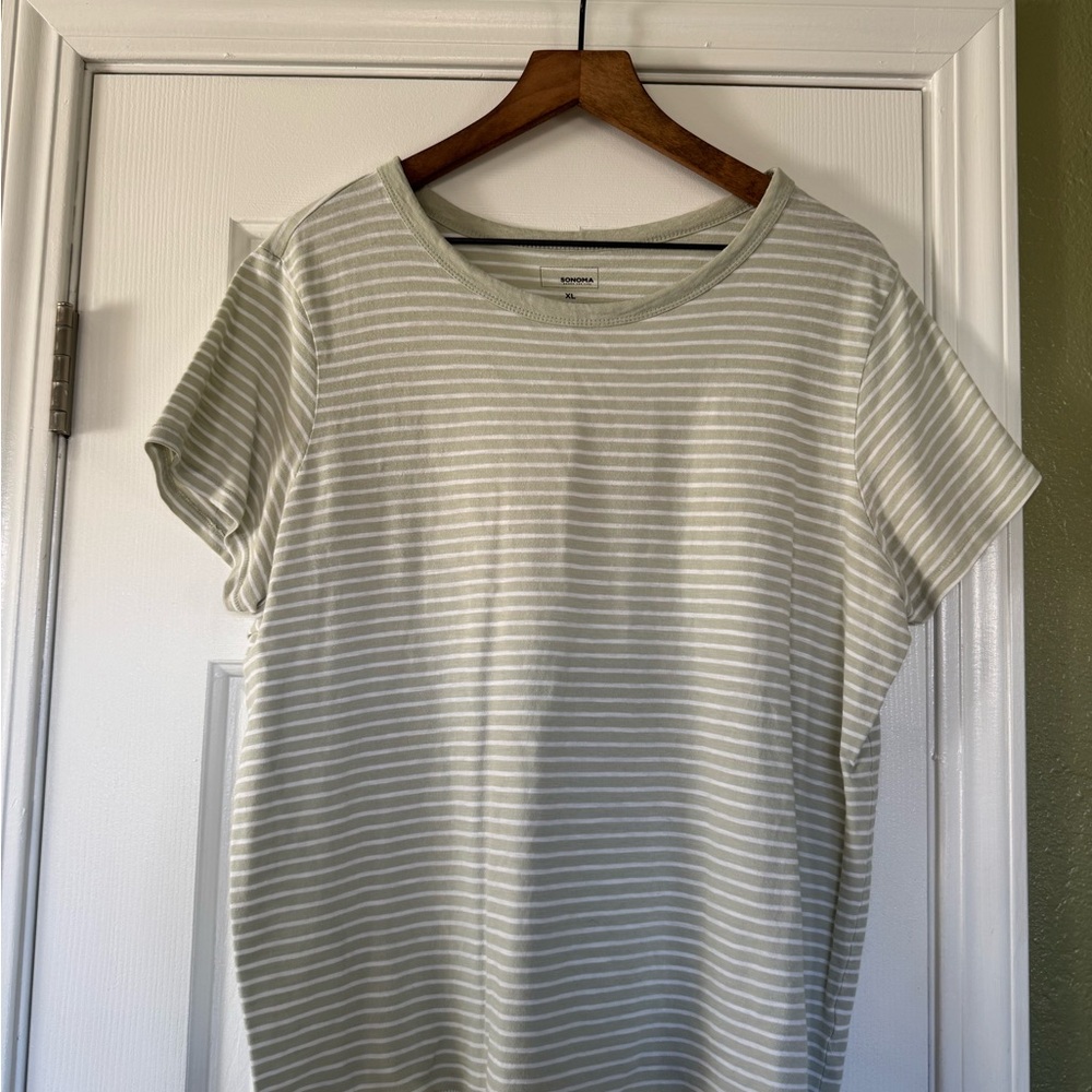 100% organic cotton Sonoma Light Green and White Striped Tee
